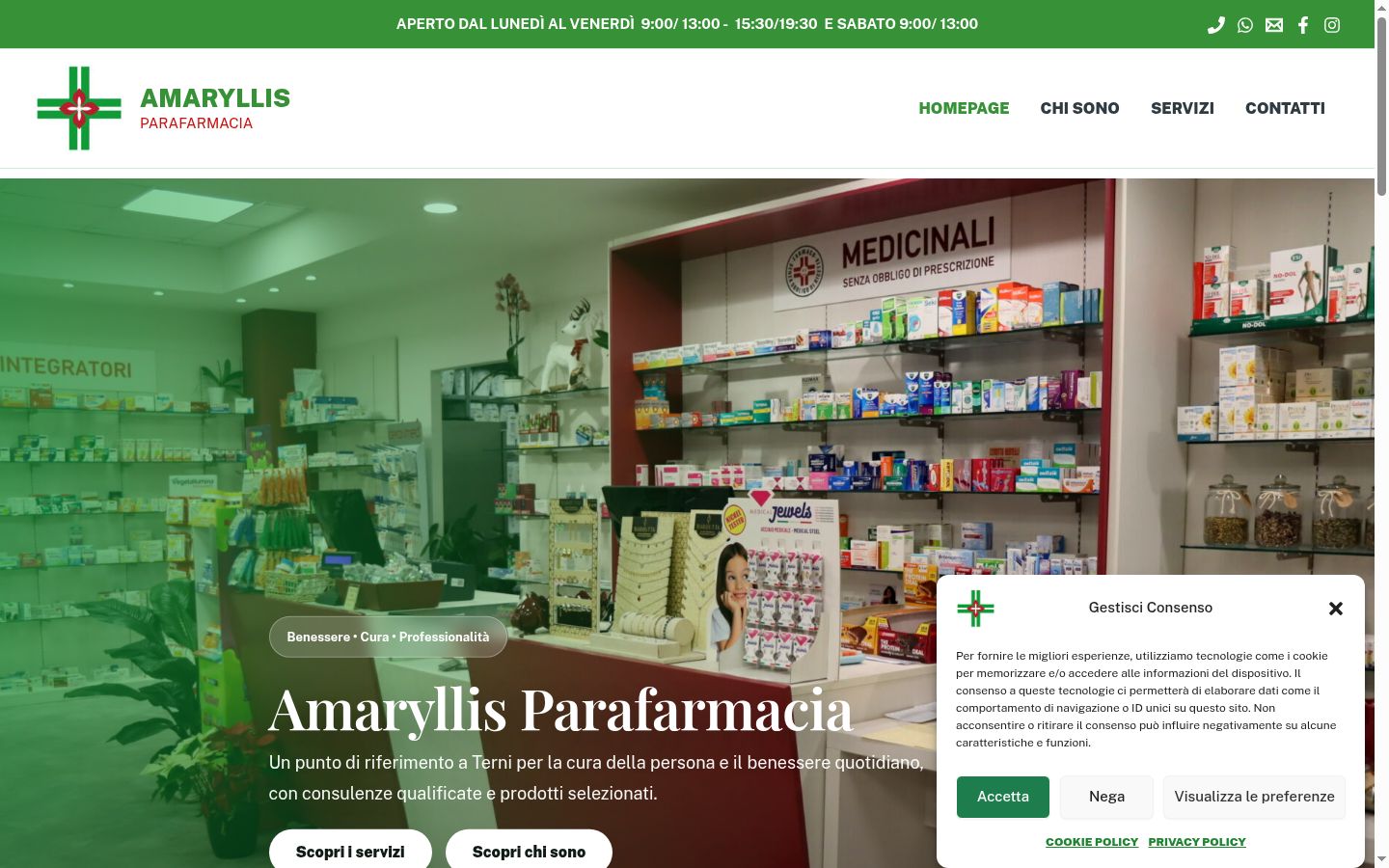 Screenshot del banner di consenso mostrato prima di qualsiasi interazione
