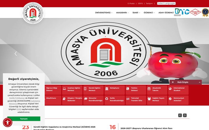 Screenshot of amasya.edu.tr