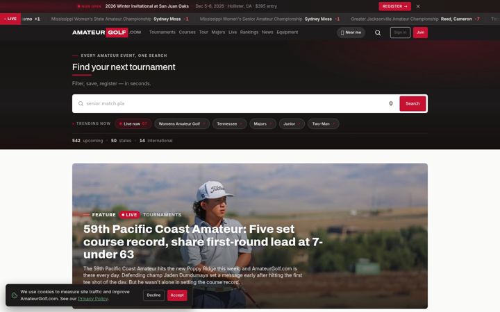 Screenshot of amateurgolf.com