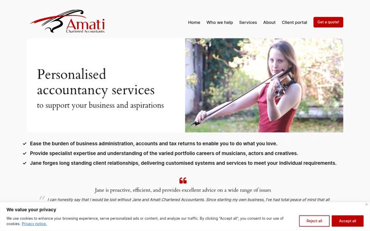 Screenshot of amati.co.uk