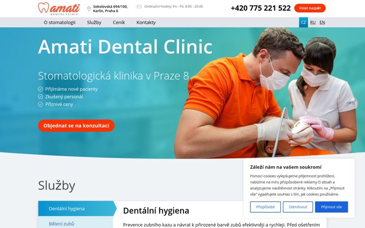 Screenshot van amatidental.cz