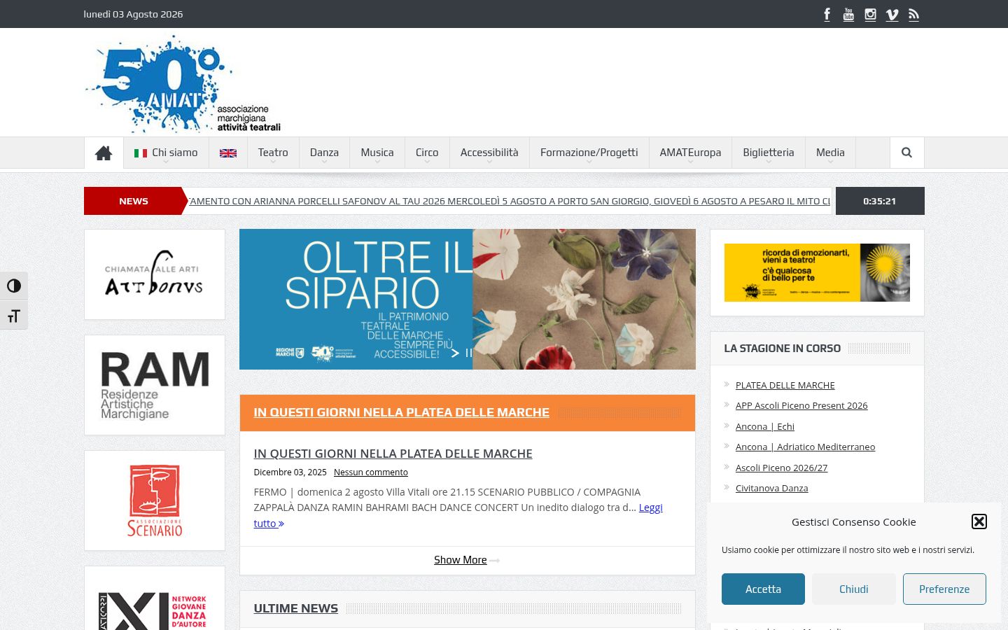 Screenshot del banner di consenso mostrato prima di qualsiasi interazione