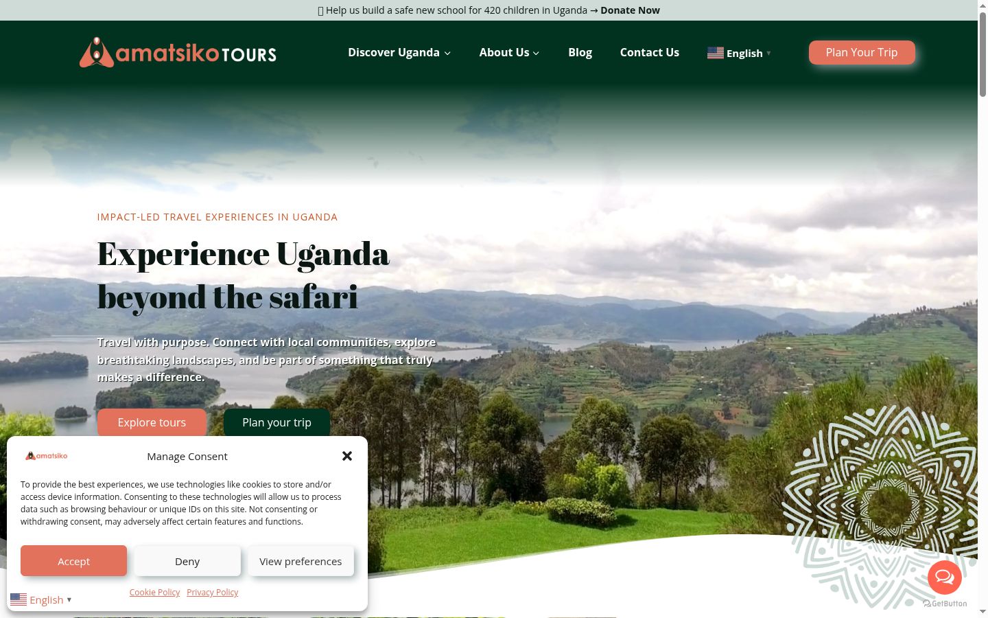 Screenshot of the consent banner shown before any interaction