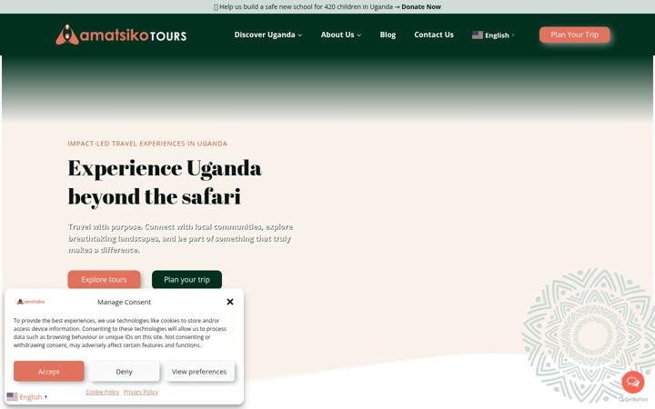 Screenshot of amatsikotours.com