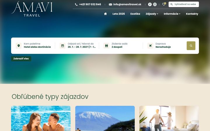 Screenshot of amavitravel.sk
