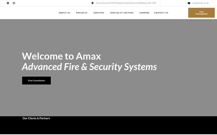 Screenshot of amaxfireandsecurity.co.uk