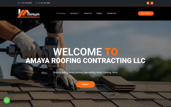 Screenshot of amayaroofingllc.com
