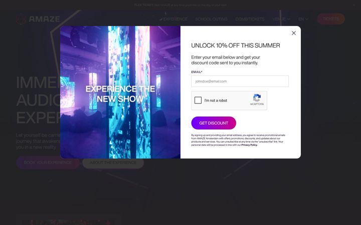 Screenshot of amaze-amsterdam.nl