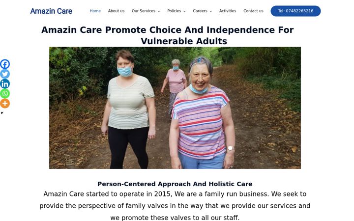 Screenshot of amazincare.co.uk