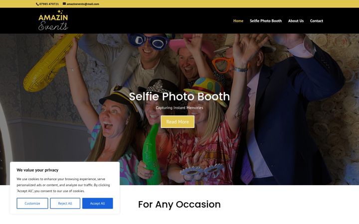 Screenshot ta' amazinevents.co.uk