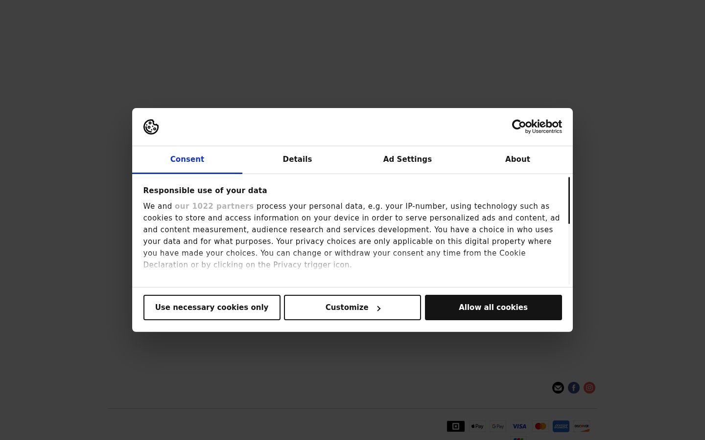Capture d'écran de la bannière de consentement affichée avant toute interaction