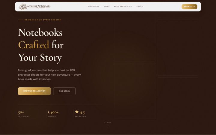 Screenshot of amazing-notebooks.com