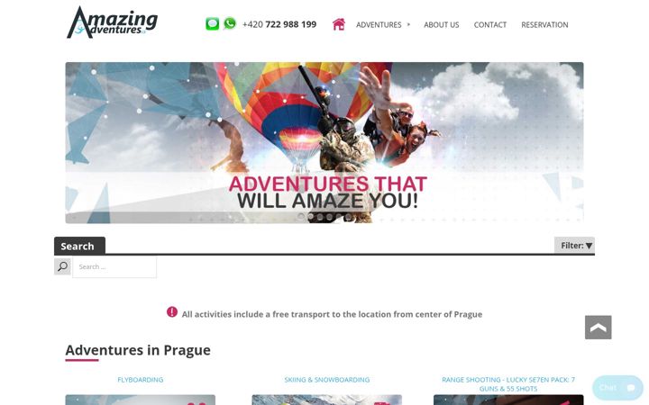 Screenshot van amazingadventures.cz