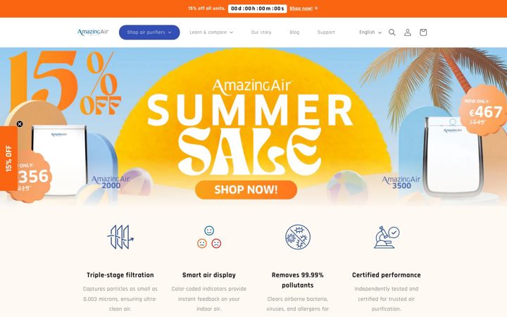 Screenshot of amazingair.eu