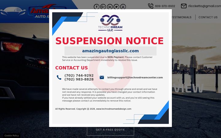 Screenshot of amazingautoglassllc.com