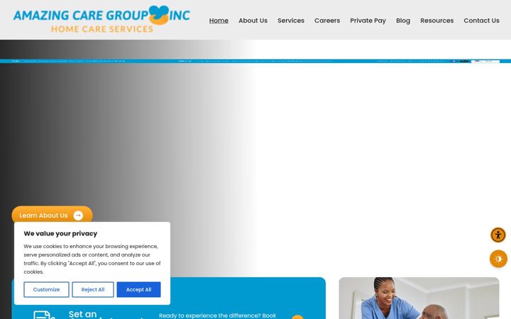 Captura de pantalla de amazingcaregroup.com