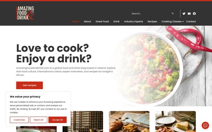 Screenshot di amazingfoodanddrink.com