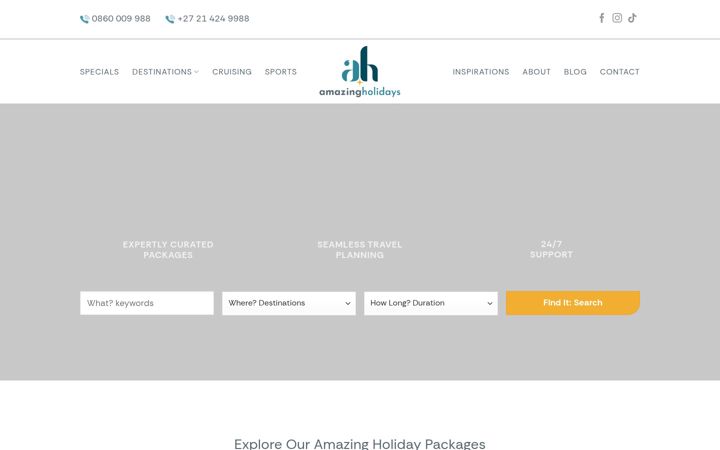 Screenshot of amazingholidays.co.za