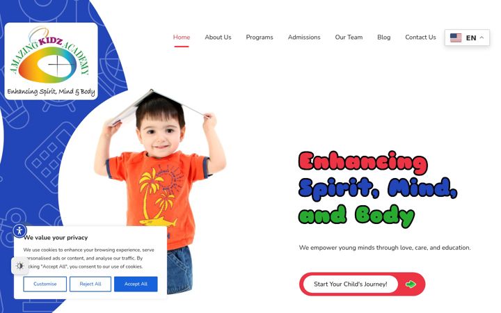 Posnetek zaslona amazingkidzacademy.com