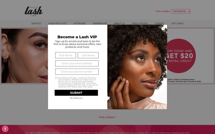 Screenshot of amazinglashstudio.com