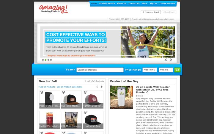 Posnetek zaslona amazingmarketingproducts.com