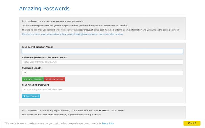 Screenshot of amazingpasswords.com