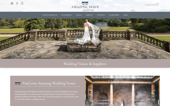 Screenshot of amazingspaceweddings.co.uk