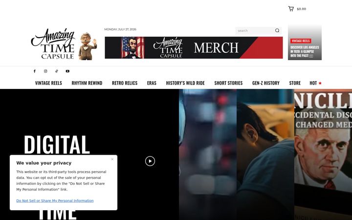 Screenshot of amazingtimecapsule.com