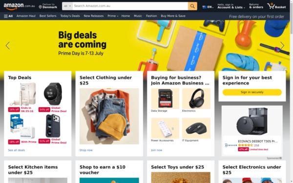 Screenshot of amazon.com.au