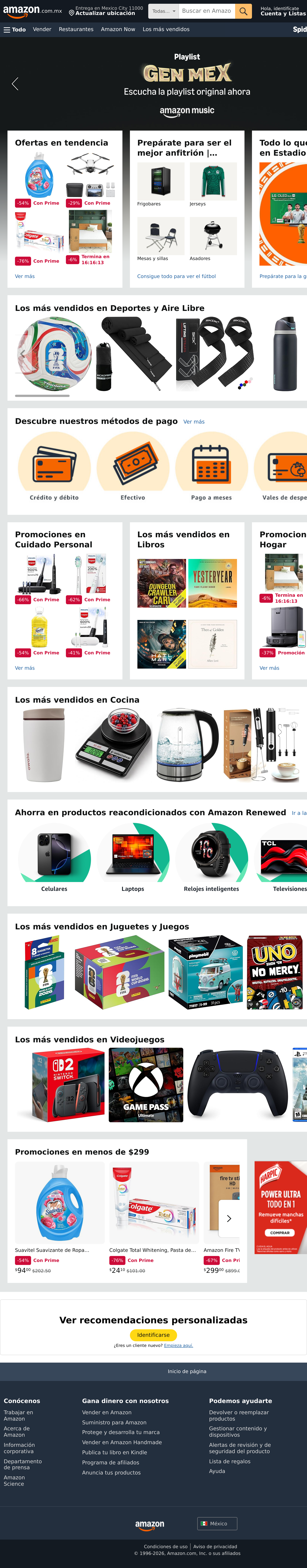 Tablet screenshot of amazon.com.mx