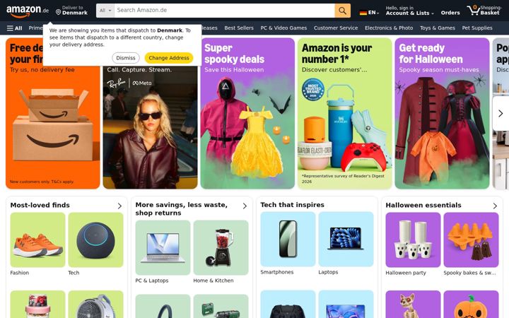 Screenshot of amazon.de