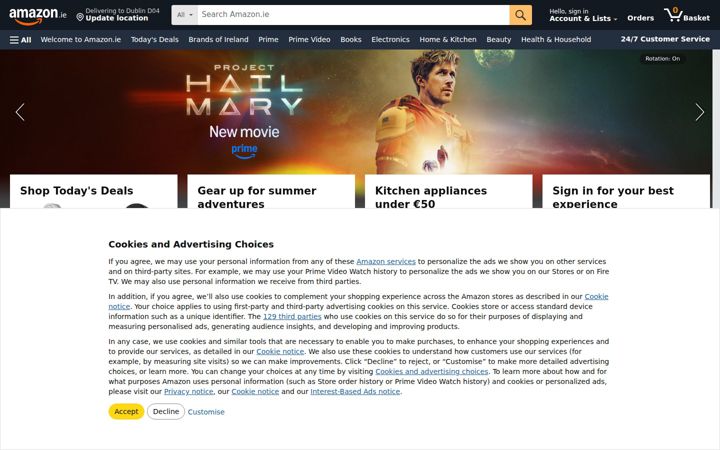 Skärmbild av amazon.ie