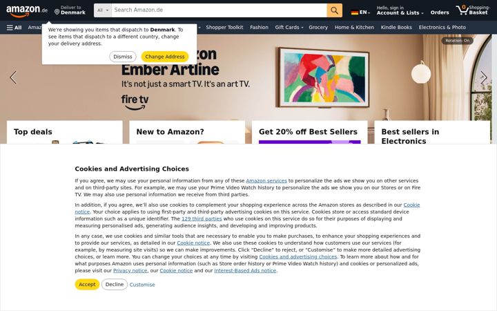 Skærmbillede af amazon.me