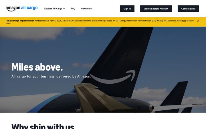 Captura de ecrã de amazonaircargo.com