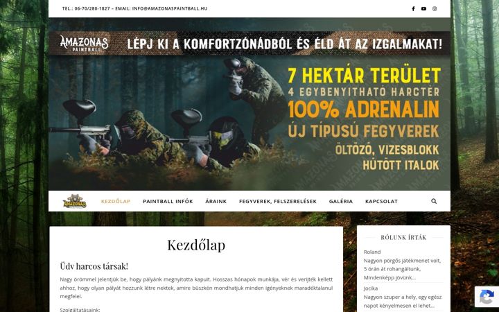 Captura de ecrã de amazonaspaintball.hu