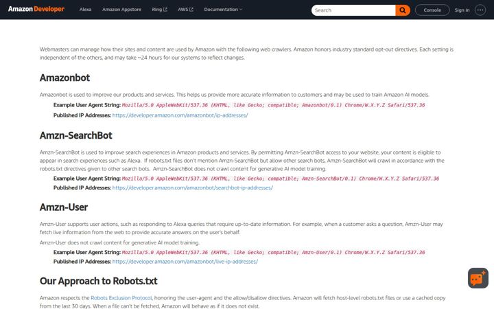 Screenshot of amazonbot.amazon