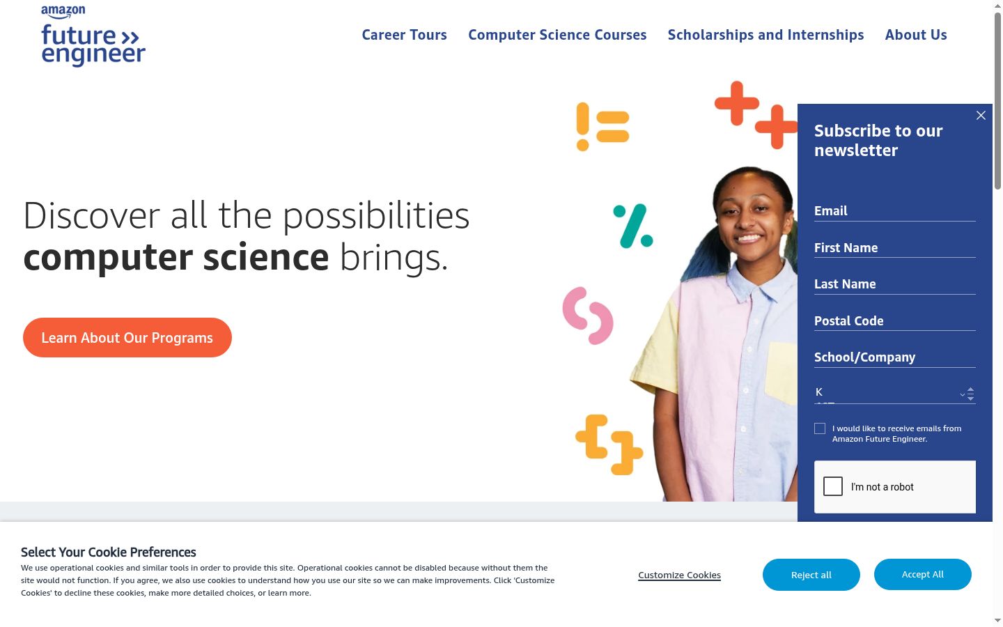 Screenshot of the consent banner shown before any interaction