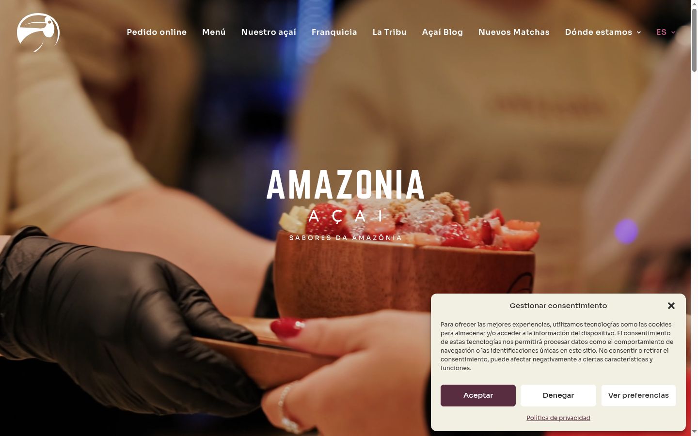 Screenshot del banner di consenso mostrato prima di qualsiasi interazione