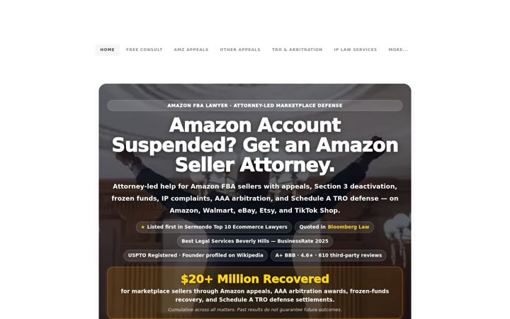 Screenshot of amazonsellers.attorney