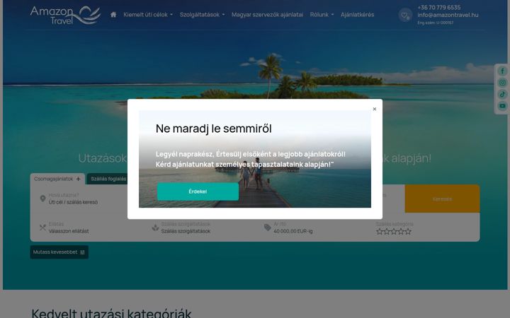 Screenshot of amazontravel.hu