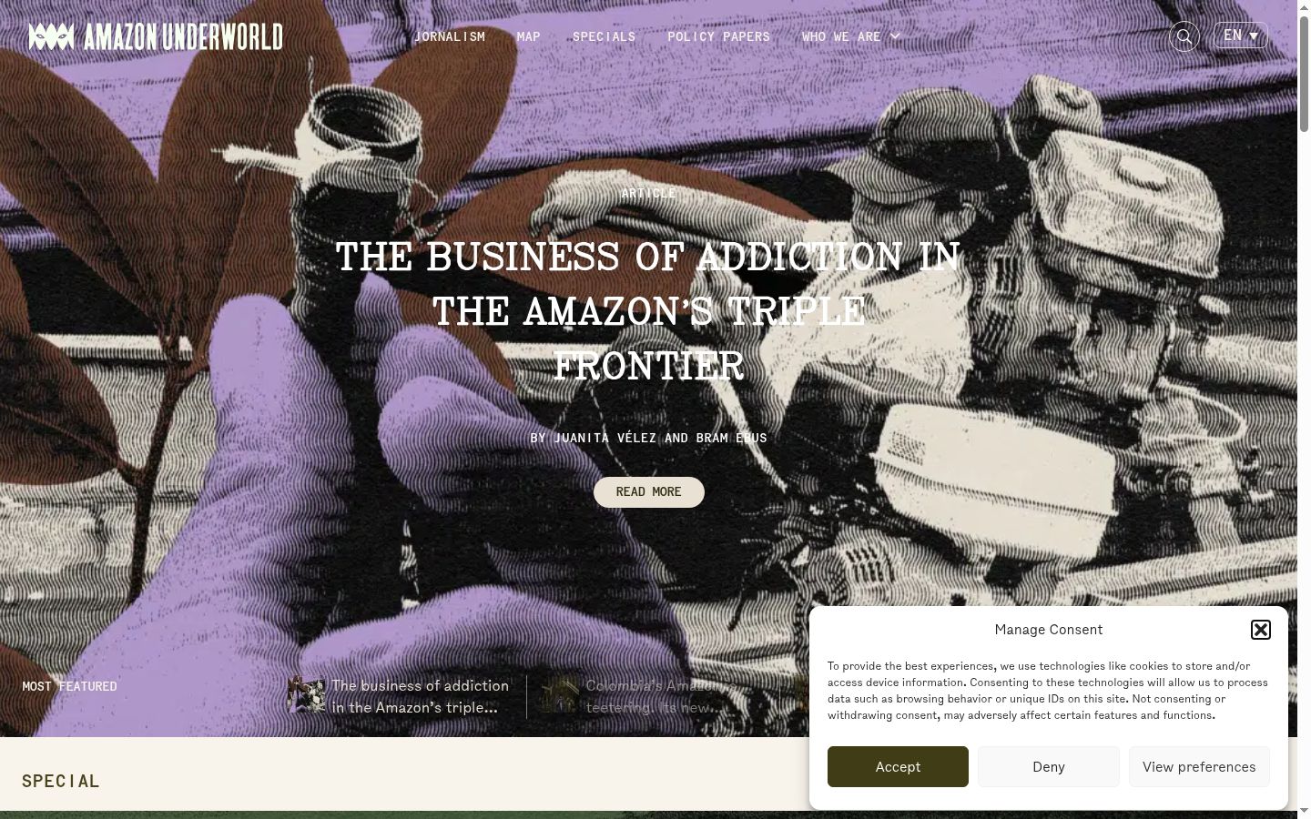 Screenshot of the consent banner shown before any interaction