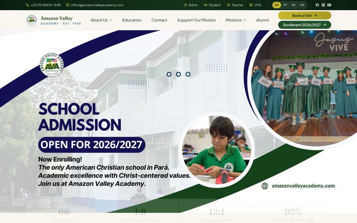 Screenshot of amazonvalleyacademy.com