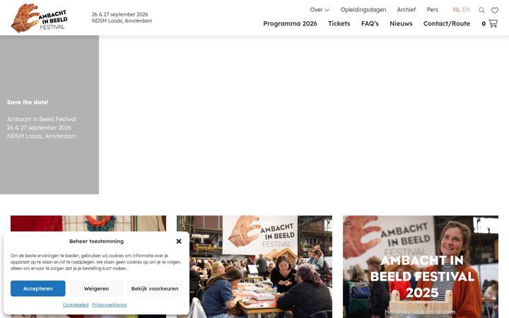 Screenshot of ambachtinbeeldfestival.nl