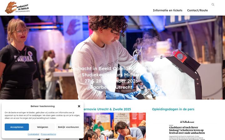 Screenshot of ambachtinbeeldopleidingsdagen.nl