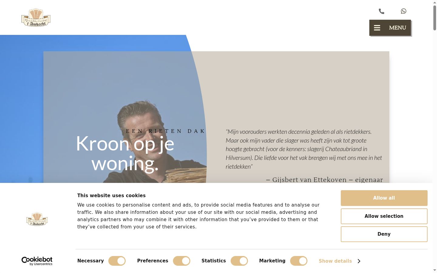 Screenshot des Einwilligungsbanners vor jeglicher Interaktion