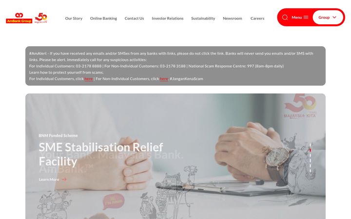 Екранна снимка на ambankgroup.com