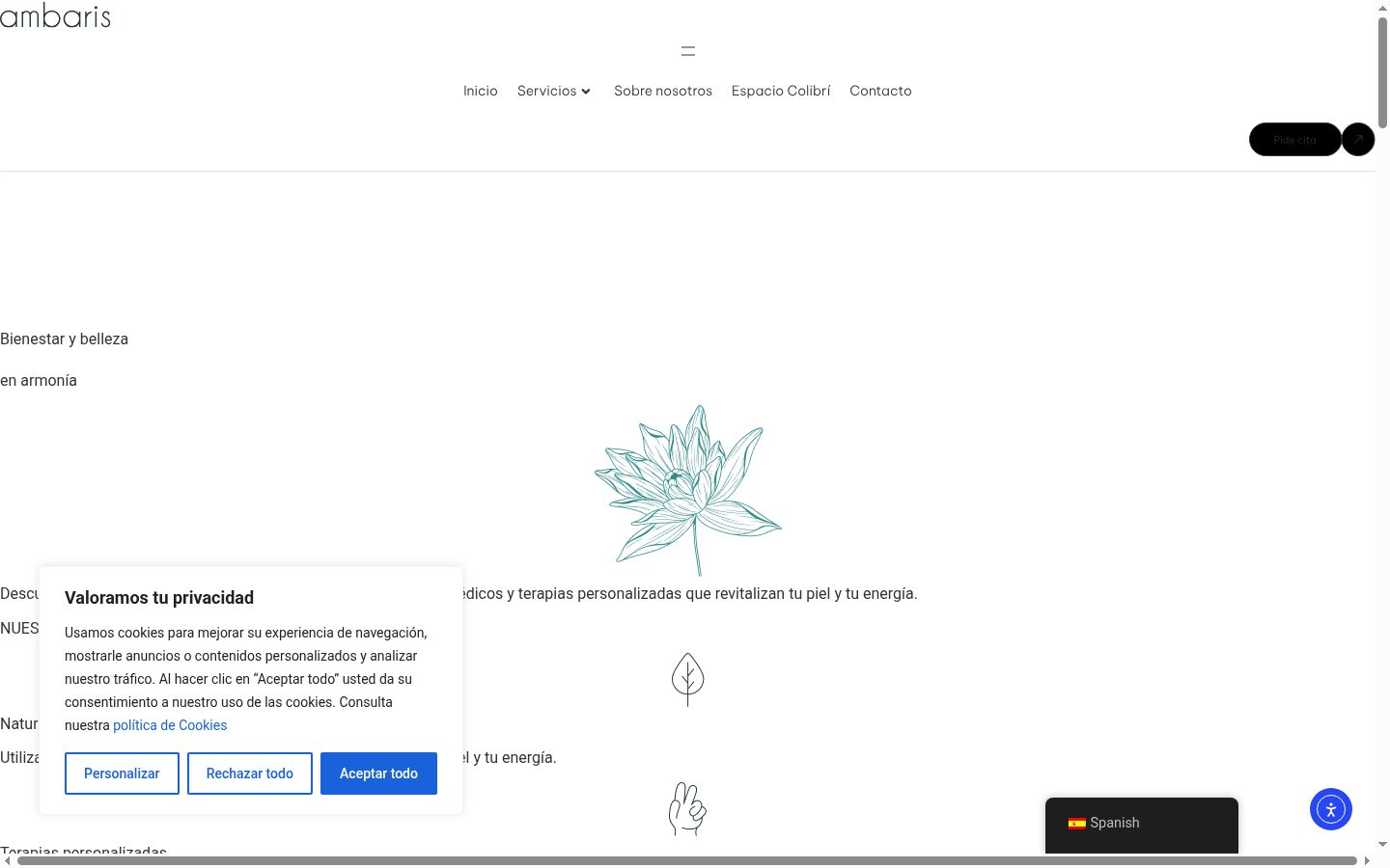 Captura de ecrã do banner de consentimento apresentado antes de qualquer interação