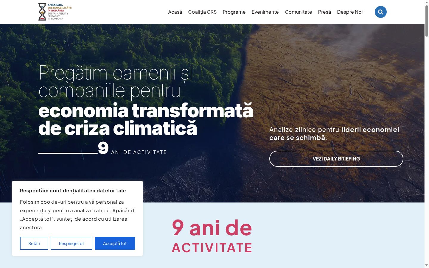 Snímek obrazovky baneru souhlasu zobrazeného před jakoukoli interakcí