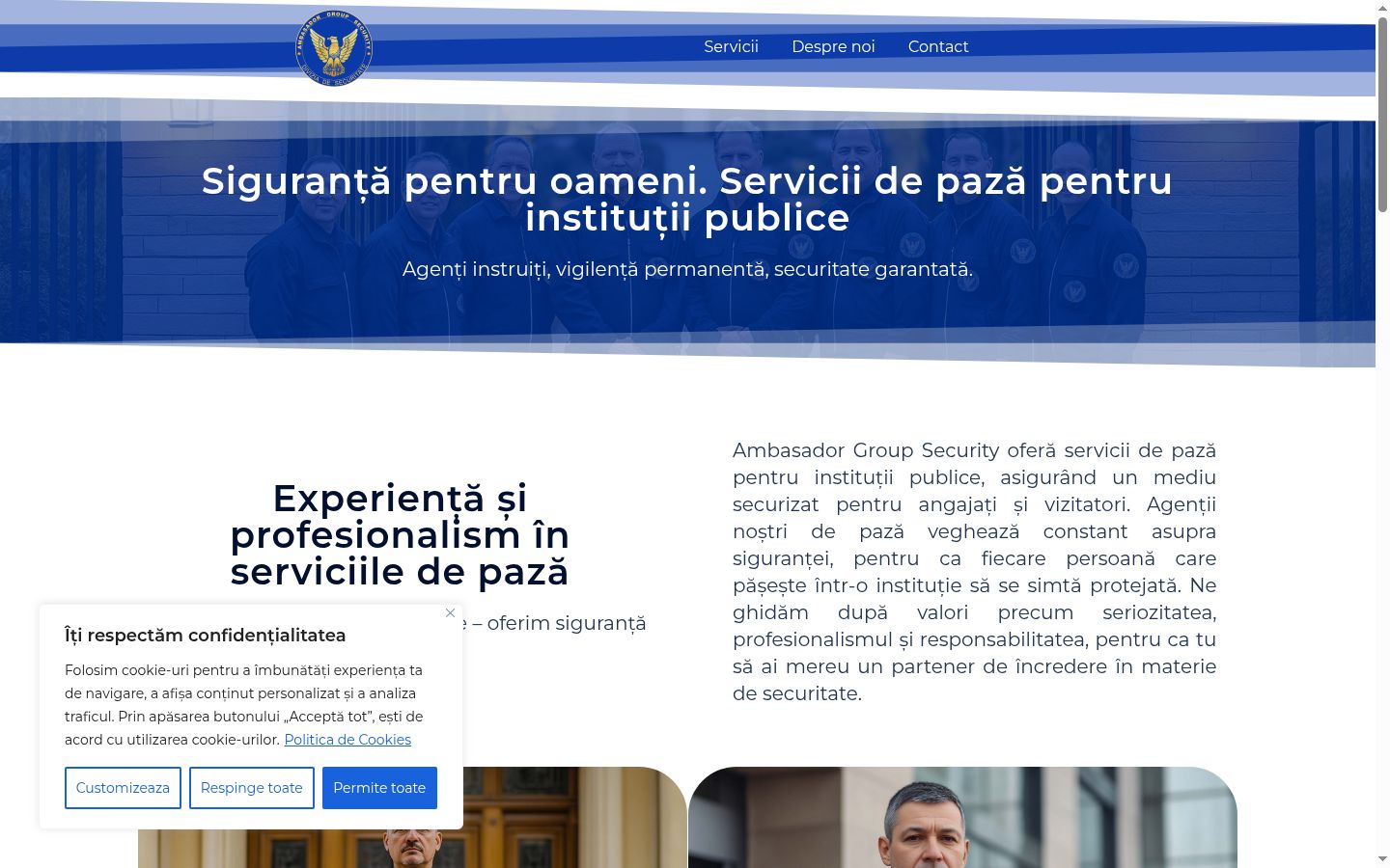 Captură de ecran a bannerului de consimțământ afișat înainte de orice interacțiune