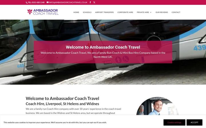 Snímek obrazovky ambassadorcoachtravel.co.uk